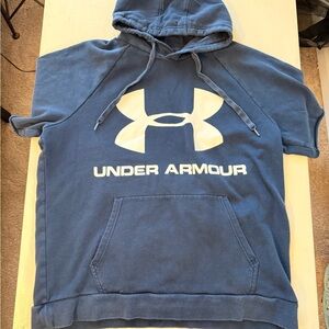 Under Armour Womens Size XL Navy Blue Short Sleeve Hoodie Hooded Sweatshirt